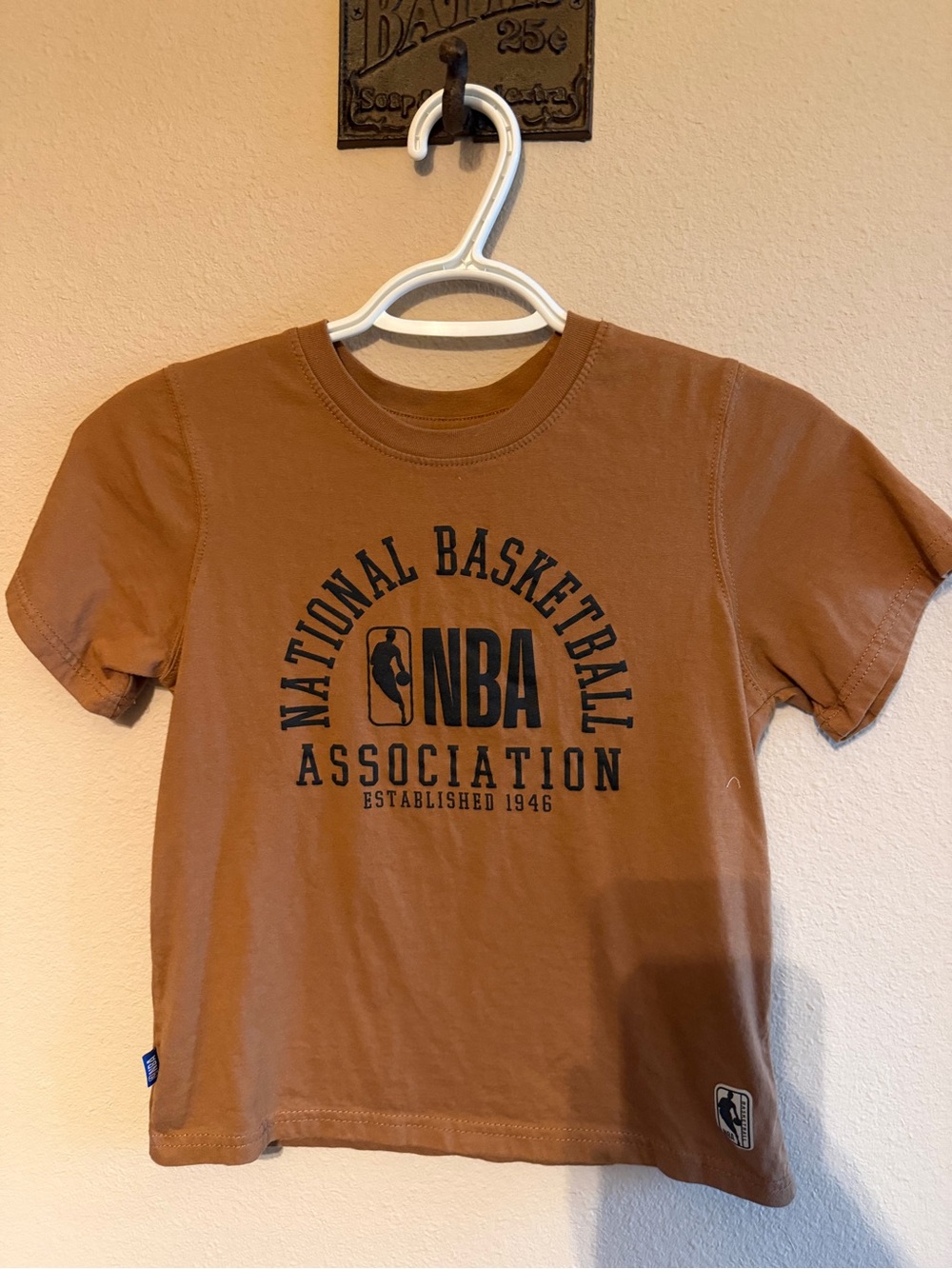 NBA Brown Short Sleeve Kids Graphic Tee with Black Logo